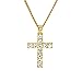 Produktbild Kette Schmuck Halskette Damen DAY.LIN Hip Hop Men Women Jewelry Bling Rhinestone Crystal Cross Pendant Necklace (Gold)