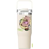 DILLER Tumbler 950 ML Tek Kapak &Ccedil;ift Kullanım Pipetli/Pipetsiz Taşıma Kulplu &Ccedil;elik Termos-FFDILLERD9358