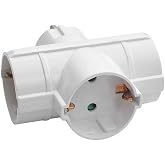 Adapter/Connector 3 Sockets Schuko Side White 7hSevenOn