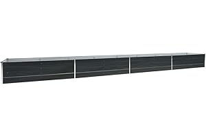 vidaXL Garden Raised Bed with Large Planting Space – Galvanised Steel Outdoor Planter - 600x80x45 cm - Anthracite
