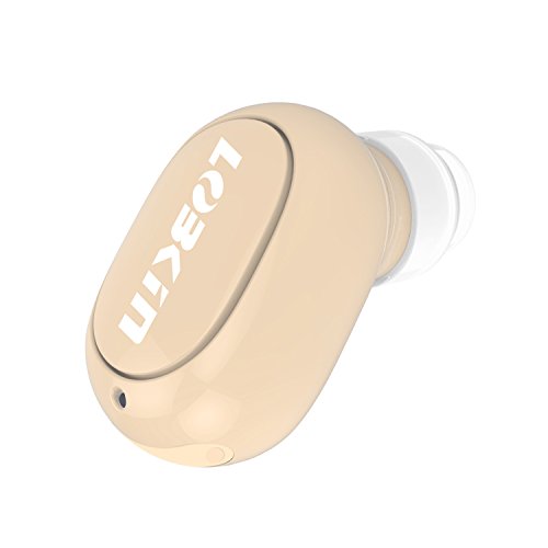 LOBKIN auricular mini Bluetooth  auricular inal  mbrico ultra-ligero con tiempo de reproducci  n de 5 5 horas  auricular Bluetooth V4 1 con cancelaci  n de ruido y Micr  fono compatible con Iphone 7 Plus Samsung Huawei y otros tel  fonos inteligentes  beige-1 