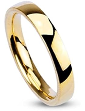 Paula & Fritz® Ring aus Edelstahl Chirurgenstahl 316L vergoldet Klassischer Ehering hochglanz poliert 3mm Breite...