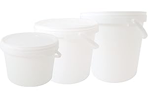 R&C COMPONENTS LTD 3 x White Food Grade Buckets With Lids Assorted Sizes 3L 5L & 10L Ideal For Homebrew Fermentation