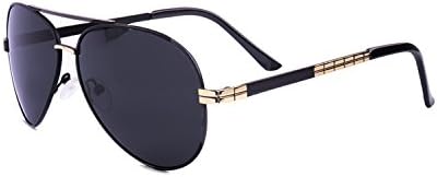 Sunglasses Man Polarized Aviator Light-weight Fashion Sports Metal Frame UV400 Protection With Case (Gold Frame, Grey Lens)