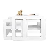 3 in 1 Multifunktionale Kindermöbel im Dreier Set bestehend aus einem Multifunktionalen Tisch und zwei Multifunktionale Kinderstühle oder ein Multifunktionales Nest von drei Couchtischen oder Beistelltischen für Erwachsene, aus massivem Buchenholz Weiß Lackiert - 4