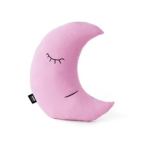 Paparajote Factory Moon S Cojín de algodón con Forma de Luna, 40 x 25 cm, Chicle, 25 x 14 x 40 cm