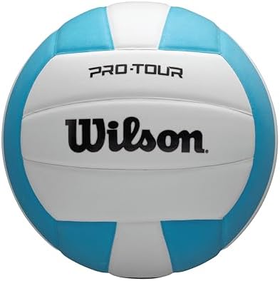 Wilson Pallone da Pallavolo Pro Tour, Con Camera D'Aria Con Blocco A Pressione, Rivestimento Sintetico di Alta Qualità, Adatto Al Gioco Al Coperto, Dimensioni Ufficiali, Colore: Azzurro/Bianco