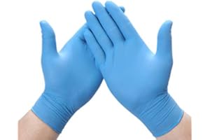 FUSION VIBES Disposable Gloves, 100Pcs Vinyl Gloves, Blue Vinyl Gloves, Powder Free, Latex Free, Kitchen, Food Safe, Extra Strong Gloves, Multi-Purpose Vinyl Gloves, Non-Sterile for All Purposes Gloves (LARGE)