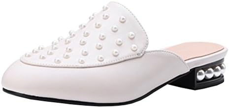 Atyche Women's Flats Loafer Slingback Mules With Pearls Slip On Closed Toe Outdoor Party Slippers