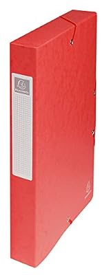 Exacompta - Réf. 50405E - Boite de classement à élastiques Exabox - Dos 40mm - Format 25x33cm pour documents A4 - Carte lustrée 600g/m² - Rouge