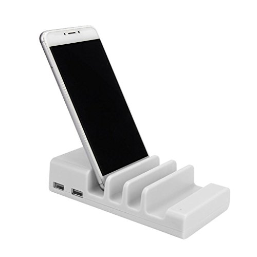 Ghisa Power 4Â Port USB Charging Dock, Universal Desktop Tablet & Smartphone Multi-Device Hub Caricabatterie Docking Station Organizer per iPhone, iPad, Galaxy, Tablets [Charge 4Â Compresse su una volta]