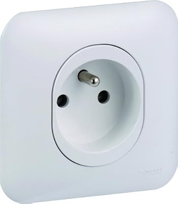 Schneider Electric Prise avec terre Ovalis, SCHNEIDER ELECTRIC, blanc