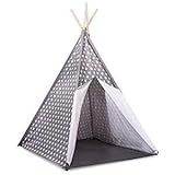 Tente de jeu pour enfants avec tapis de sol. Wigwam parfait pour les aventures. Les enfants vont adorer cette maison de jeu. Gris étonnant avec motif d'étoile blanche. 100% coton. Hauteur de 160cm