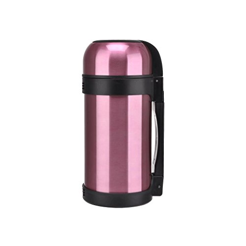 détail 304 en acier inoxydable de l'eau chaude de conservation de la chaleur de haute capacité pots d'isolation de voyage en plein air Warm Pot Kettle Insulation Cup 1.2L UOMUN ( Couleur : Rose )