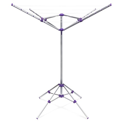 Relaxdays Wäschespinne 19 m H x B x T: ca. 158 x 167 x 167 cm mobiler Wäscheständer mit Standfuß und 4 Seiten zum Zusammenklappen und Tragen aus Aluminium für Garten, Balkon und Camping, silber - 2