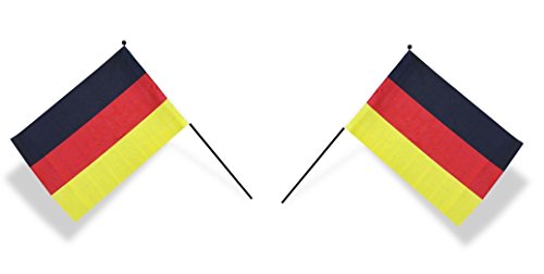 6 Stück Deutschland Fahne 30 x 45 cm mit Stab 60 cm, Deutschlandfahne, Fanartikel, EM, WM, Rudelgucken, Public Viewing