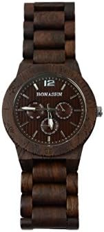 BS ® Handcrafted Mens Wooden Watch Natural Sandalwood Day Date Calendar