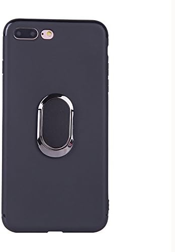iPhone 7P Case / iPhone 7S Plus/ iPhone 8 Plus Case with 360 Rotating Ring Grip Holder Kickstand Function Magnetic Base, Ultra Slim Thin Hard Scrub Cover with Shockproof Protective for Soft TPU iPhone 7P/7SP/8P（Black）