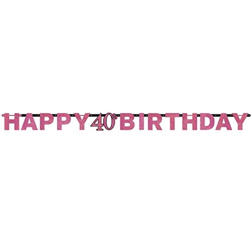 Amscan 9900600 2,13 m Celebration Happy 40th Birthday Prismatischer Buchstabe Banner