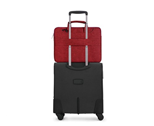 MOSISO Polyester Laptop stoßfeste Messenger Schultertasche mit Zubehör Fächern und Handgriff als Schutz für 11-11,6 Zoll MacBook Air, Ultrabook Netbook Tablet mit Backgürtel für Trolley Case, Weinrot - 5