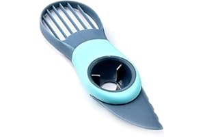 Cisixin 3 en 1 Cortador de Aguacate,Rebanadora Fruta Separador de Pulpa de Aguacate,Mango de Silicona para Herramientas de Cocina para Pelar Frutas