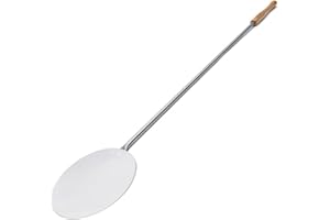 GIEMME Petite Pelle à Pizza pour Tourner la Pizza en Acier INOX AISI 430 ø 22 cm pour Tourner la Pizza Pendant la Cuisson (Manche 115 cm)