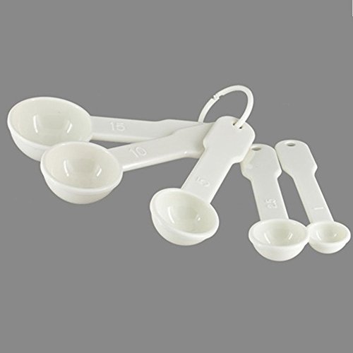Dealglad Messlöffel-Set zum Backen, 5-in-1, Kunststoff, 1 g / 2,5 g / 5 g / 10 g / 15 g, Weiß - 3
