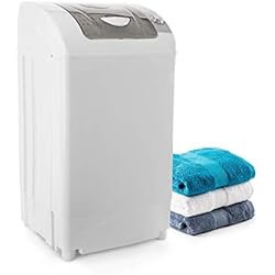 OneConcept Top Spin Family Essoreuse - Essoreuse de Camping, Pré-séchage en Douceur, Capacité de 3,8 kg, 60W, Minuterie, Economie d'énergie, Blanc