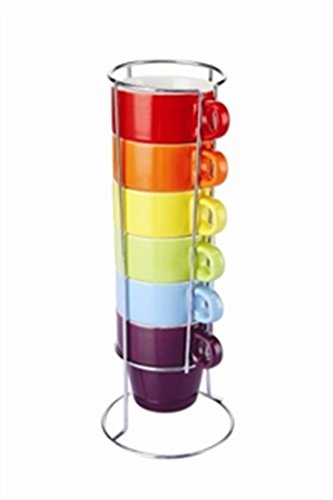 Zodiac ZODSW377 Tassen Set mit Ständer, 6-teilig, 220 ml