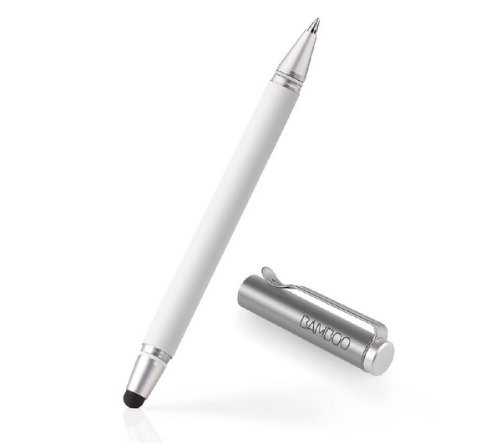 Wacom Bamboo Stylus duo CS-150W Eingabestift (für iPad, Smartphones & Tablet-PCs Kugelschreiber, Stiftspitze austauschbar) weiß