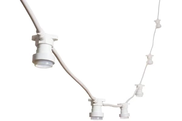 MU 10 m vit utomhusslinga för 10 uttag som kan anslutas upp till 100 M/1 000 W, LED, IP54, E27, dekorativ, utomhus, uteplats