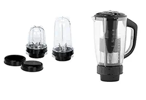 SilentPowerSunmeet Super Power EP21 Juicer jar and Bullet Jar Combo ABS Plastic Set of 2 Bullet Jars (530ml and 350ml) Plus 1 Juicer Jar 1500ml, Black