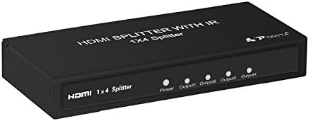 Portta HDMI Splitter 4 Port 1x4 1 In 4 Out V1.3 Support 1080P HDTV and 3D HD Audio with IR Remote Metal Case for HDTV PS3 PS4 Xbox Blu-ray DVD STB PC etc