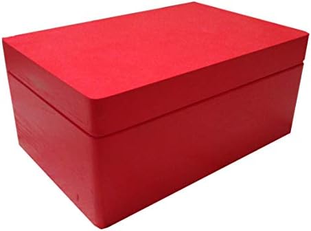 HomeDecoArt Solid Wooden Chest Box Case Memory Box Plain Wood Gift Storage Birthday Present Toy Storage (Red box)