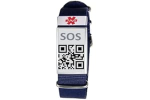 SILINCODE Qr SOS-Armband, Notfälle, Unfälle, Gesundheitswesen, Schutz, Sicherheit, Identifizierung, Gesundheitszustand, Medikamente, Sport, Kontakte, Diabetes, Allergien, Epilepsie, Warnungen (Navy blau)