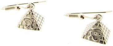 Sterling Silver Eye of Horus Pyramid Drop Earrings - Made in England