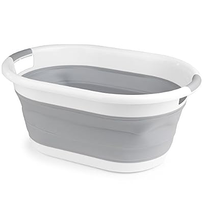 Beldray La034816 Panier à linge pliable ovale, Blanc/gris