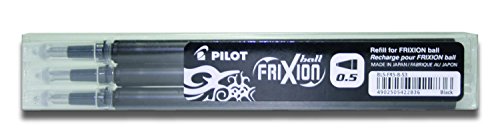 Pilot 2276001F Ersatzmine Frixion Clicker, Stärke: 0,5 mm, 3 Stück, schwarz