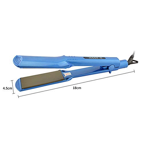 Professional Hair Straighteners Wide Plates with Digital LCD Display Dual Voltage Salon Fast Hair Styler Blue
