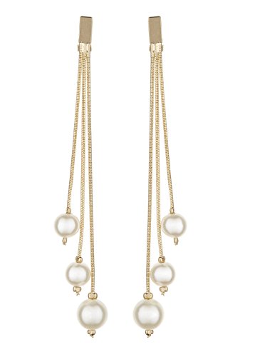 Boucles d'oreilles clips - Plaqué or avec trois perles - Kalinda par Bello London