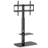 FITUEYES Meuble TV avec Support CantileverTélé Pied Pivotant pour Ecran de 32 à 65 Pouce TV LED LCD PC Plasma avec 2 Etagères pour Ranger AV Equipement TT206504GB
