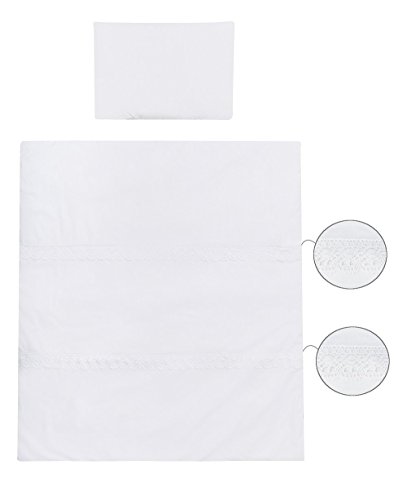 Vizaro - Quilt & Pillow for Moses Basket (70 x 80 cm, pillow 25 x 30 cm). - 100% Luxury Cotton - Made exclusively in the European Union, Safe fabrics - Collection White Lace