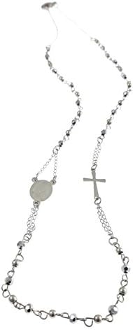 Saga Jewellery Women Men Necklace Rosary Crystal Silver Steel Gift Box