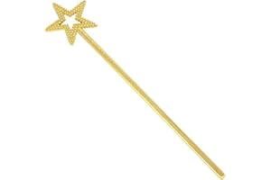 Lonurya Fairy Wand Magic Star for Kids - Shimmering Princess & Fairy Godmother Costume Accessory | Ultra-Durable Proof PP Plastic | Halloween Dress Up Costume Accessories Gift (Gold)