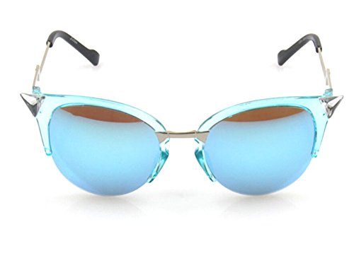 Wawoo®Ladies Fashion Sunglasses Reflective Cat Triangle Transparent UV400 Protection Crystal Mirror Framed Glasses Visible Perspective 99%