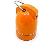 Portalámparas. Portalámparas de porcelana E27 naranja con gancho