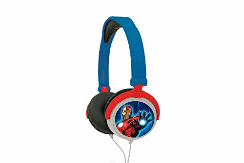 Marvel- Avengers, Vengadores-Cascos Audio, Auriculares estéreo con Diadema Ajustable y Plegable (Lexibook HP010AV), Color Azul, 20.4 x 16.8 x 7.3 cm (