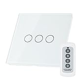 Cristal Vidrio Panel Toque 2 Cuadrilla 1 Manera Pared Hogar Interruptor Blanco - Blanco, remote 3 Gang 1 Way