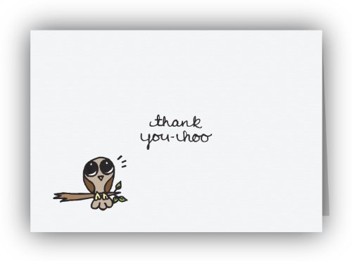 Yoo-Hoo Owl Thank You Cards by Sugartown Greetings - 24 Thank You Notes with Envelopes - Great for Baby Showers, Birthdays, & Teachers - Made in USA on 100% Recycled Premium Textured Stock