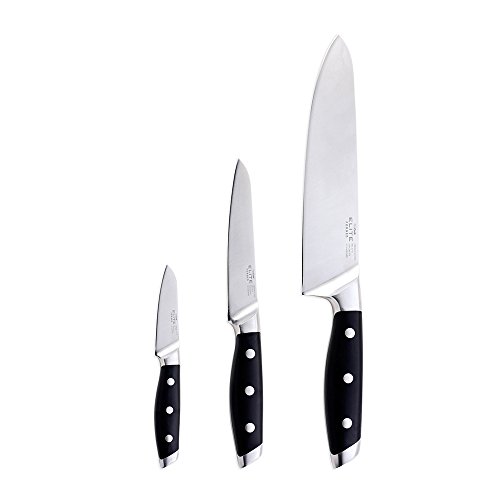 ProCook Elite Forged X70 - Set de couteaux 3 pièces couteaux d'office, de chef et Santoku